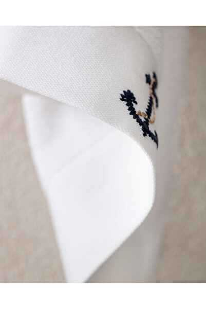 Madame Coco Ancre Вишитий 100% бавовняний рушник для обличчя - Білий - 50x76 см