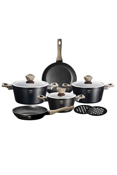 Berlinger Haus Set de oale și tigăi antiaderente cu marmură (10 piese) Colecția Ebony Maple Berlinger Haus BH 15