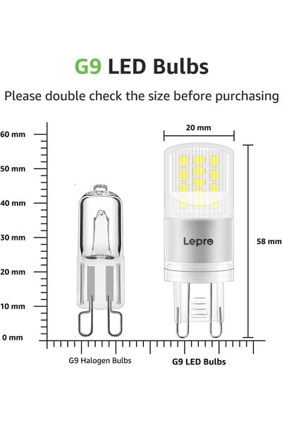 LEPRO G9 LED Light Bulbs Cool White 6000K 3.8W 470lm Pack of 5