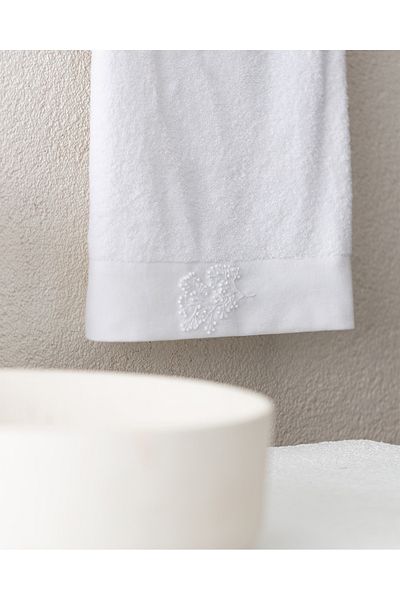Madame Coco Berly Embroidered 100% Cotton Face Towel - White - 50X76 cm