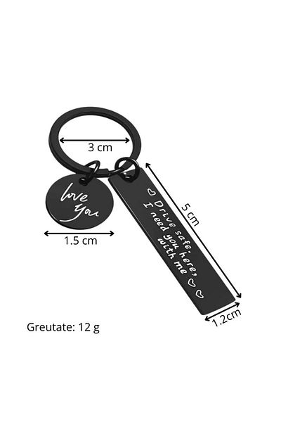 OEM "Drive Safe" keychain, for boyfriend, husband or partner with a message of love and safety, black