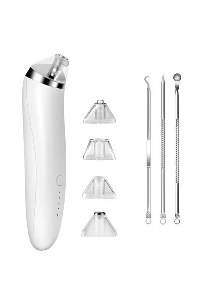 zenifique Blackhead Vacuum Device, 4 Absorption Levels, Microdermabrasion, Rechargeable, White