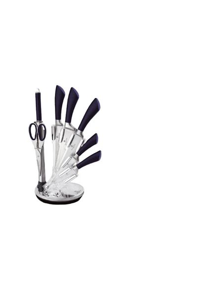 Berlinger Haus Stainless steel knife set on rotating stand, 8 pieces, purple handle