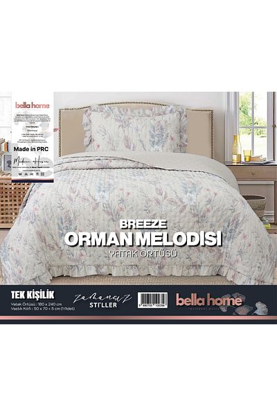 Bella Home Breeze Ruffled Single Bedspread Set - 180X240 cm