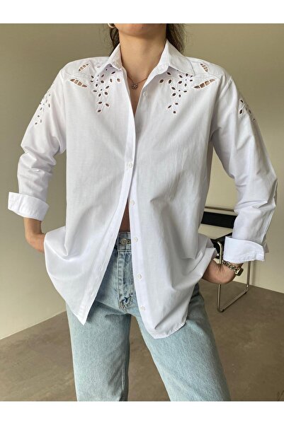 Bade Butik قميص روزليا أبيض مفصل