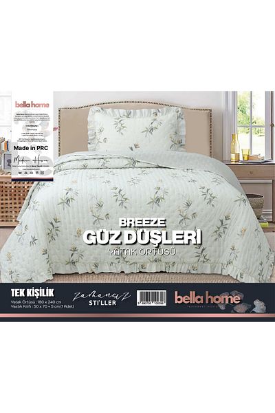 Bella Home Σετ μονό κάλυμμα κρεβατιού Breeze Ruffle - 180x240 cm