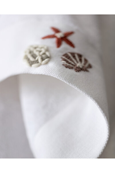 Madame Coco Ethe Вишитий 100% бавовняний рушник для обличчя - Білий - 50x76 см