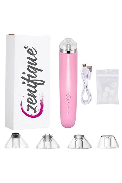 zenifique Blackhead Vacuum Machine, 4 Absorption Levels, Microdermabrasion, Rechargeable, Pink