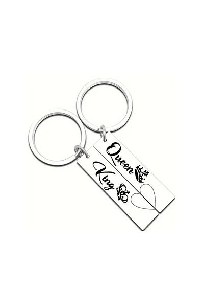 OEM "King and Queen of Hearts" keychain set, for couples and love