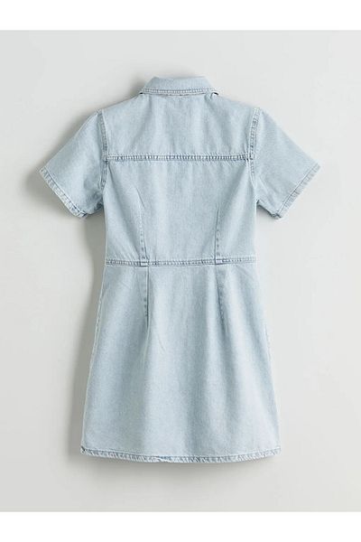 LC Waikiki Xside Blue Shirt Collar Mini Jean Dress