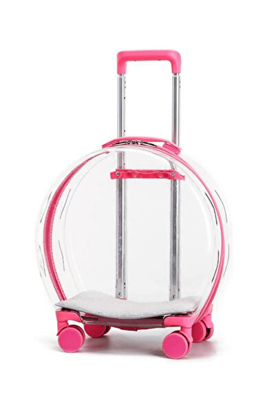 Glipet Roma Şeffaf Çekçekli Kedi Köpek Taşıma Çantası 48x23x29 Cm Pembe