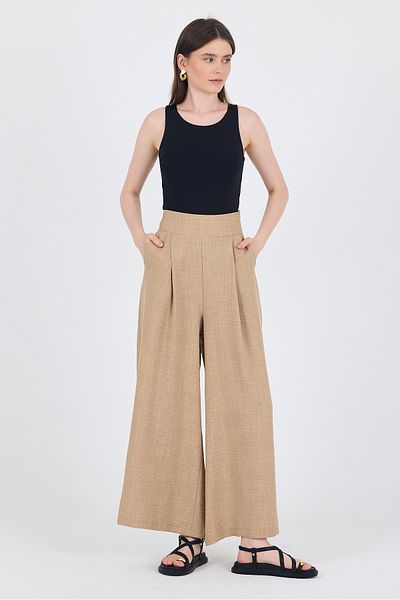 Rays Mink High Waist Pleat Detailed Wide Leg Trousers 4810A