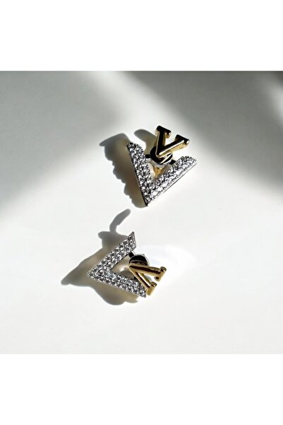 Laquila Jewellery Marka Model V Küpe Zirkon Taş Çelik