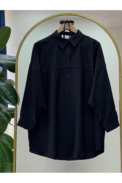 MİHRA STORE Nubona Front Robe Detailed Tunic-As5897 Black