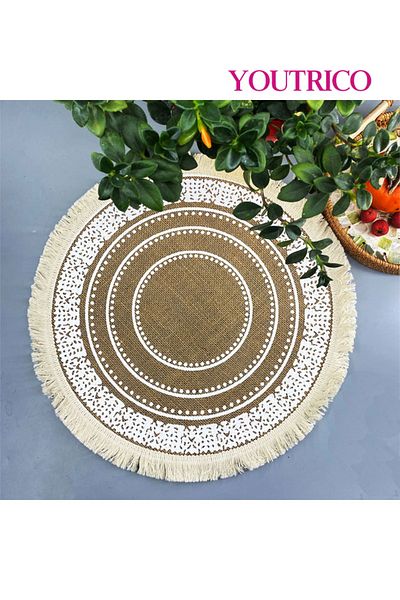 Youtrico 1pcs,38-43cm,placemats, plate coasters,tablemat,woven jute,tassels,