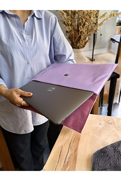 PLUSH STUDIO ISTANBUL Purple Leather, Plush Lined Briefcase and Laptop Bag – 36X26 cm