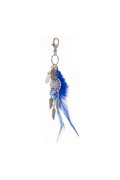 OEM Breloc Dreamcatcher cu pene albastre, accesoriu simbolic și protecție pentru iubitorii de boho