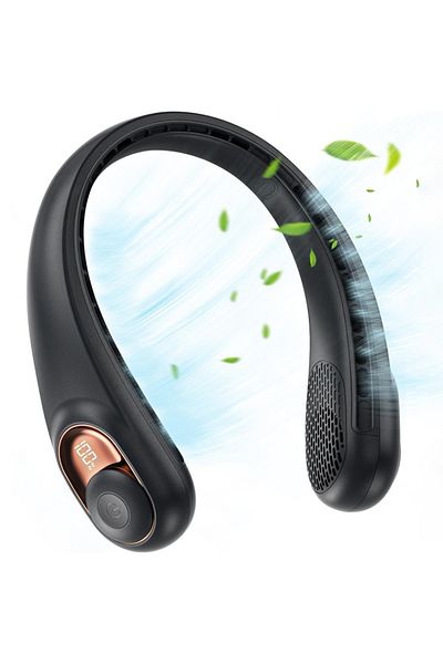 SKYDDAR INNOVATION Ventilator portabil de gât, afișaj digital, 3 viteze, 5200mAh, 5800RPM, hands-free și reîncărcabil, negru