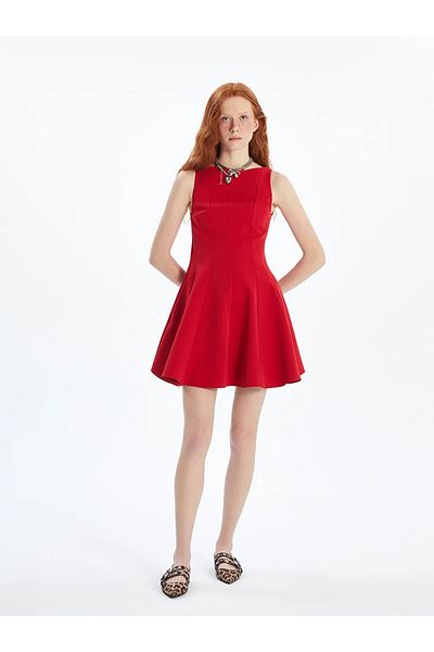 LC Waikiki Xside Red Boat Neck Mini Dress