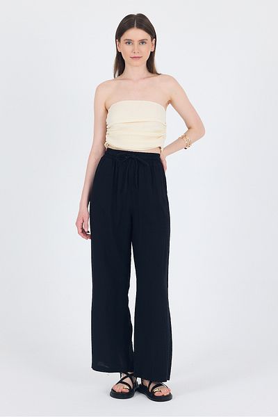Rays Black 100% Cotton Muslin Palazzo/Wide Leg Pants 8056A