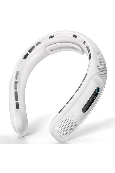 SKYDDAR INNOVATION S11 Portable Neck Fan, Propellerless, 4 Turbines, 3 Speeds, 12h Autonomy, Rechargeable, White