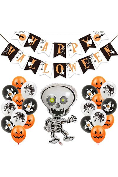 JAHEMU Halloween party decoration set, foil/latex, multicolor, 22 pieces