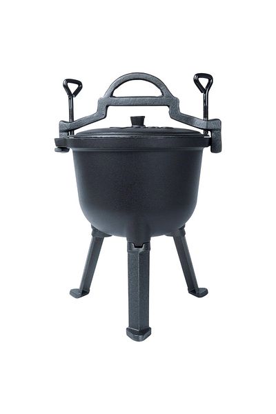 Vilde Cast iron enamel pot with legs 8 liters, hunter style