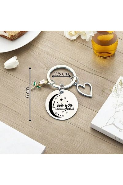 OEM "Love you to the moon and back" keychain, for lovers, husbands, friends, silver