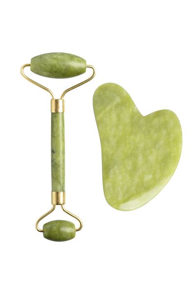 NEO Jade Roller Double Roller and Jade Guasha Stone Set, Neo™, facial massage device / device