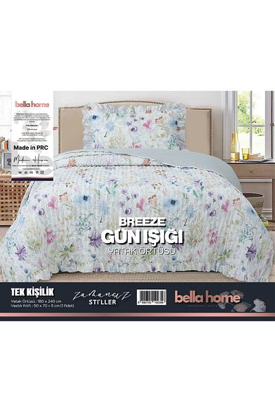 Bella Home Breeze Ruffled Single Bedspread Set - 180X240 cm