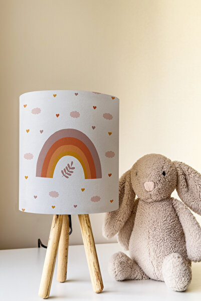 Talia Home Decorative Rainbow Patterned Children's Room Lampshade Table Lamp Tlab-323