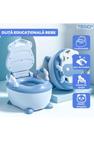Teno Olita Educationala Teno®, model vacuta, imita toaleta, capac cu urechiuse, albastru