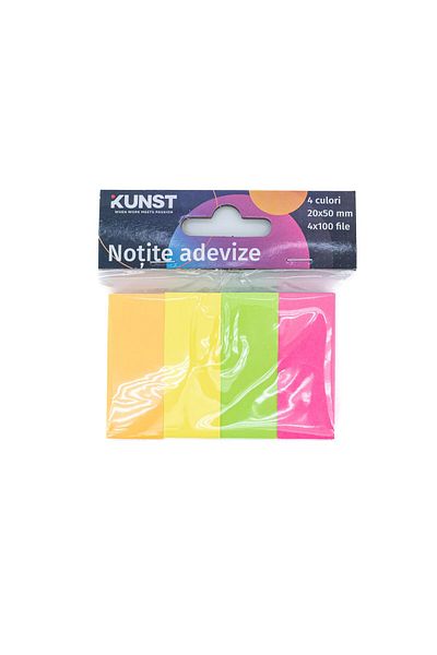Kunst Sticky Notes, 4 Colors, 100x4 Sheets
