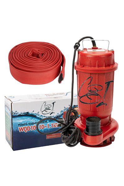 COBI SMART® Submersible dirty water pump package WQD10, 1.1 KW, 1.5 HP, 250 l/min, 20 m fire hose