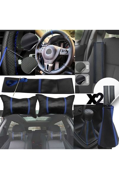 ZETOTO Universal Suitable for Any Vehicle Gear Shift Gaiter Steering Wheel Cover Seat Belt Pad Set Neck Pillow Set