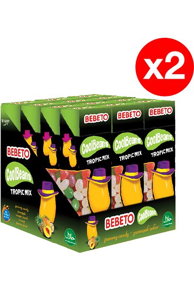 BEBETO Jelly Beans Tropic Mix – 30g x 12 x 2 Cutii | Jeleuri Fructate Tropicale Asortate