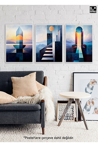 One Little Happiness Σετ αφίσας ΜΠΛΕ, Σετ αφίσας τοίχου αισθητικής, αφίσα χωρ...