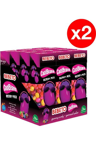 BEBETO Jelly Beans Berry Mix – 30g x 12 x 2 Cutii | Jeleuri Gumate cu Fructe de Pădure