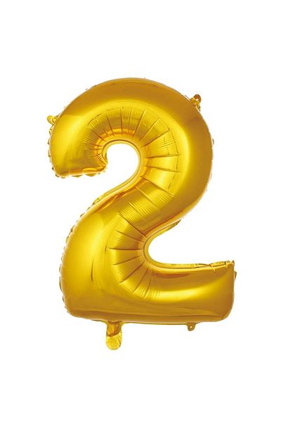 Trend Hediye Sepeti Foil Balloon 2 Numbers Helium Balloon 76 cm Gold Color - 2 Year Old Balloon - 2 Number Balloon