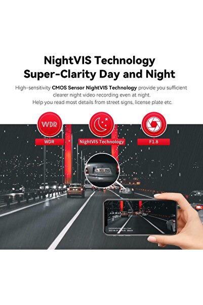 DDPAI N3 PRO Dual Dash Cam 2.5K Front (1600P) + 1080P Rear, WiFi & GPS, Sony IMX335, Night Vision