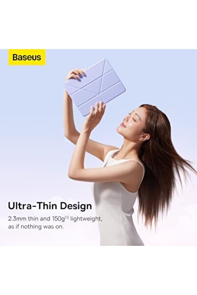 Baseus جراب حماية لجهاز iPad Pro مقاس 11 بوصة (2024)، حامل قابل للطي، وضع أفقي وعمودي، مصنوع من جلد البولي يوريثان