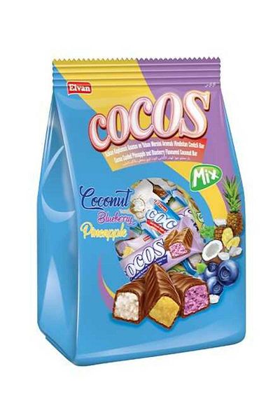 Elvan Batoane Cocos Invelite In Ciocolata Diferite Arome 500 Gr. (1 Pungă)