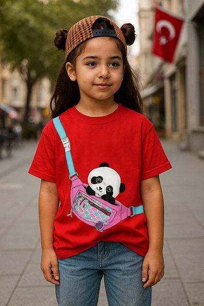 Touz Moda Cute Panda Kids Design Unisex Oversize T-Shirt