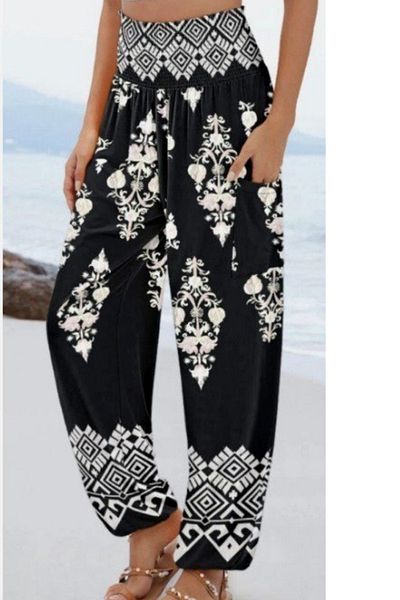 Modayakamoz Women's High Waist Patterned Single Jersey Pants – Elastic, Comfortable and Stylish Design