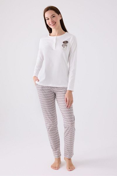 Arnetta Women's 100% Cotton Long Sleeve Buttoned Collar Pocket Pajama Set