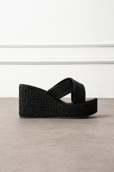 ZENNESHOES صنادل نسائية بكعب شفاف وحشوة من القش
