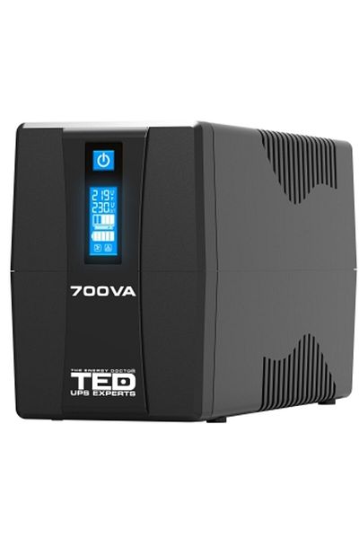 TED Electric UPS With Management, 2x Schuko Output, Stabilizer And Lcd Display, 700va / 400w,