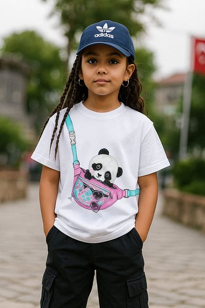 Touz Moda Χαριτωμένο Panda Kids Design Unisex Oversize T-Shirt