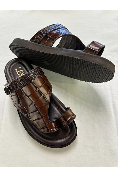 Serhat Özköroğlu Lfr-6142 Croco Roller Slippers Brown