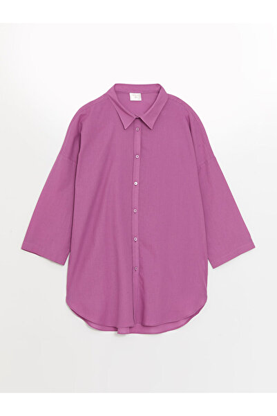 LC Waikiki Gülüs gi̇yi̇m mor göm Shirt Collar z long sleeve women's beach dress